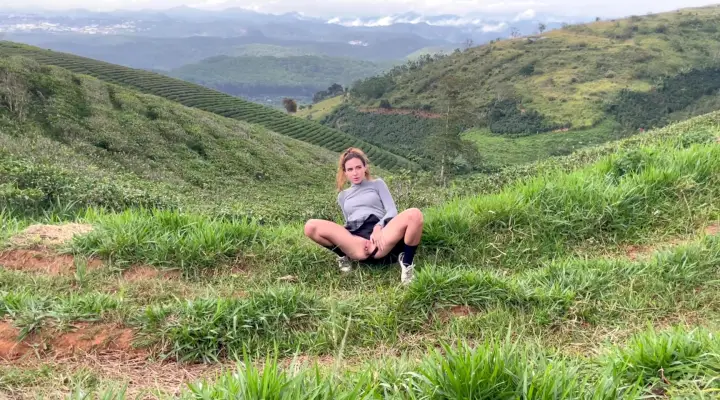 Pissing in the mountains among the clouds